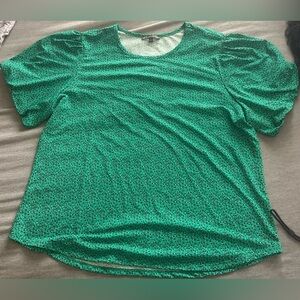 Adrianna Papell Teal Blouse with Puff Sleeves